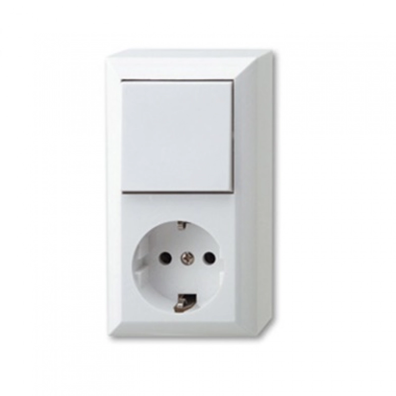 Intrerupator + priza shuko PT Alb  0314H 34554                                                                                                                                                          