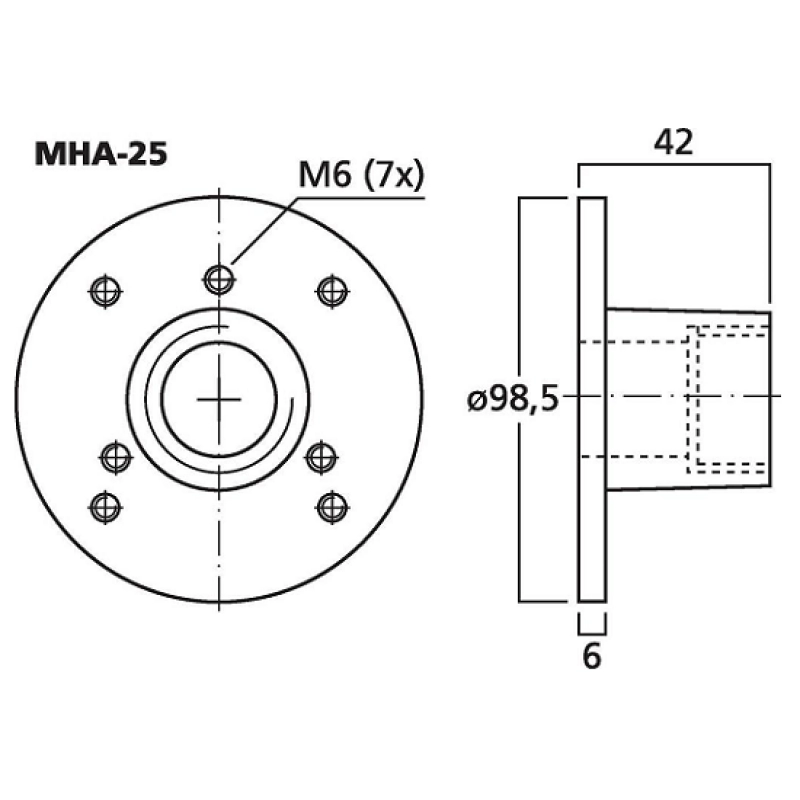 MHA-25 adaptor tweeter 35/25mm alum. 37050                                                                                                                                                              