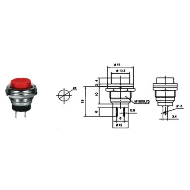 Intrerupator push on  rosu  prk0019B 31379                                                                                                                                                              