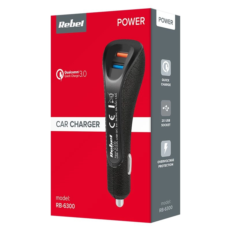 Incarcator auto 2xusb 12-24v /5v-3a RB-6300 45705                                                                                                                                                       