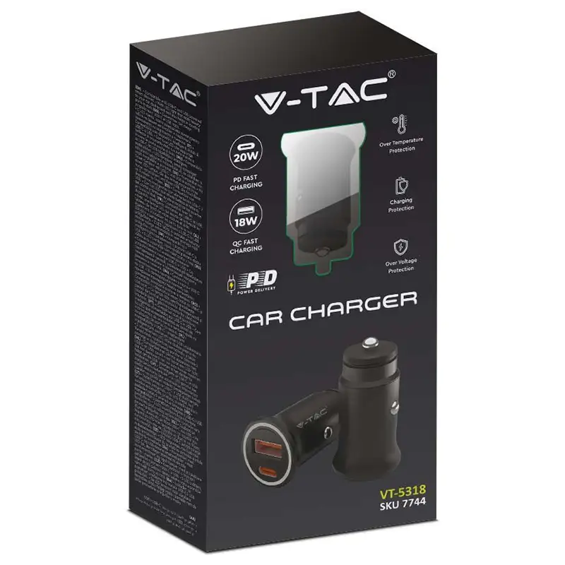 Incarcator auto quick charge USB + TIP C SKU-7744