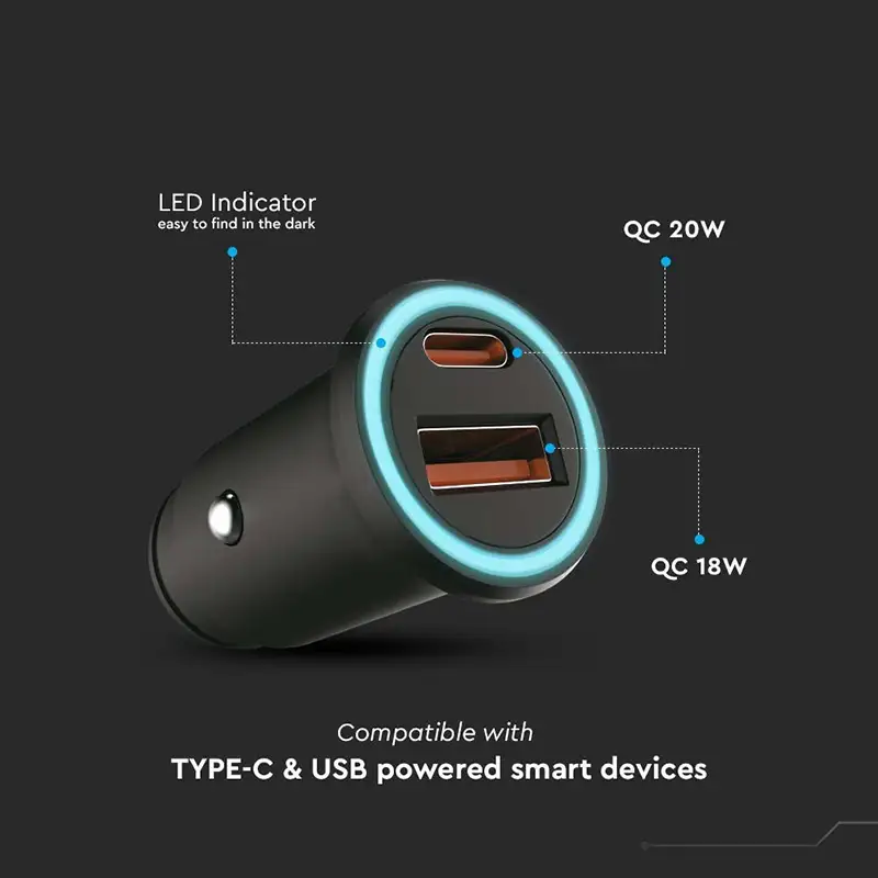 Incarcator auto quick charge USB + TIP C SKU-7744