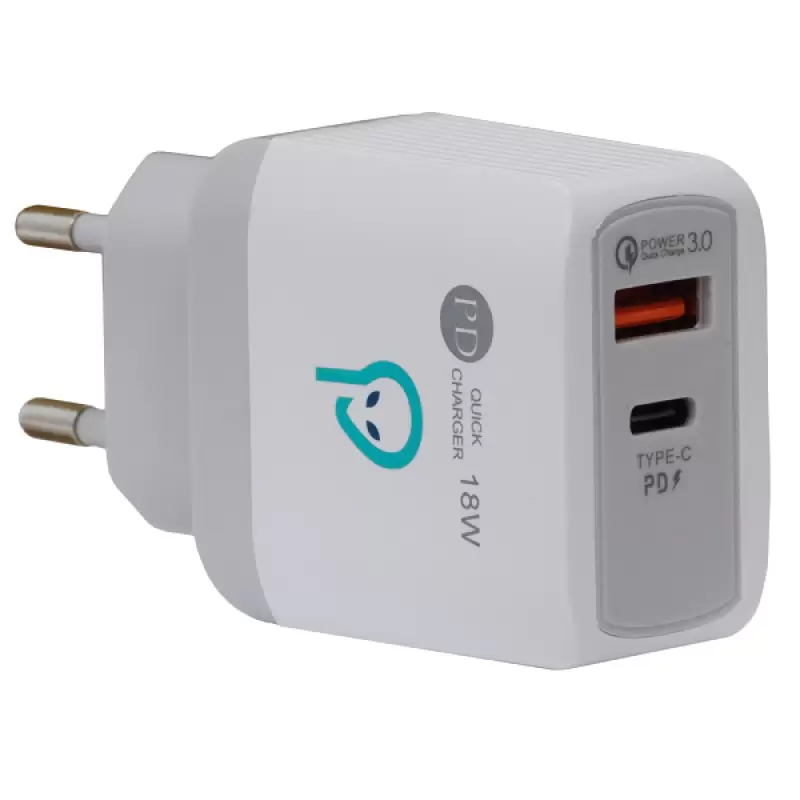 Alimentator retea UsbC + Usb 18w Quick Charger spar-duoq-01 46898                                                                                                                                       