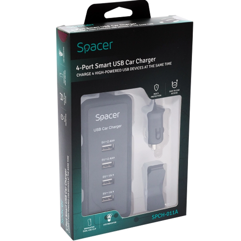 SPCH-011A  incarcator auto usb x4 12-24v max 6.2a 45734
