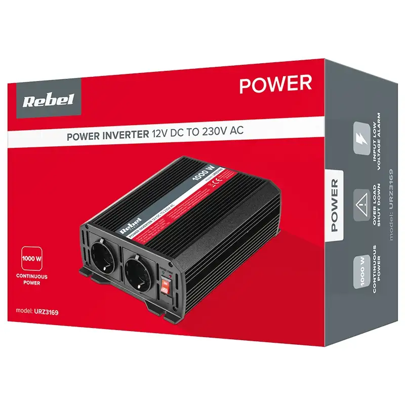 Invertor 12V / 230V 1000W 2 IESIRI REBEL URZ3169