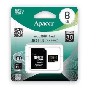 Card microSD 8Gb + adaptor Apacer C4  CARD-USDHC8GB 38092                       